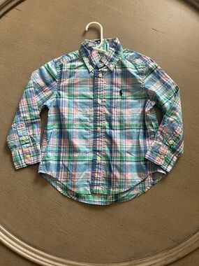 Ralph Lauren Pastel Plaid Button-Down Shirt - Blue Green Pink
